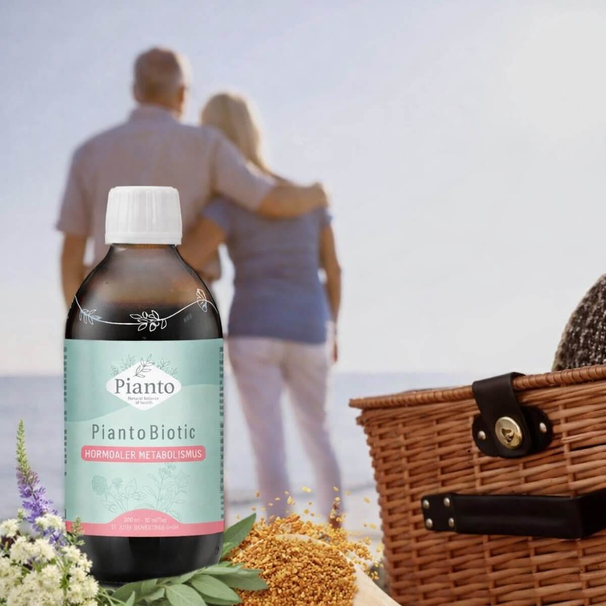 Pianto Biotic Hormonaler Metabolismus mit Rotklee, Chinesische Engelwurz und Salbei bei hormonellem Ungleichgewicht, Menopause, Andropause, Funktionsstörungen der Prostata